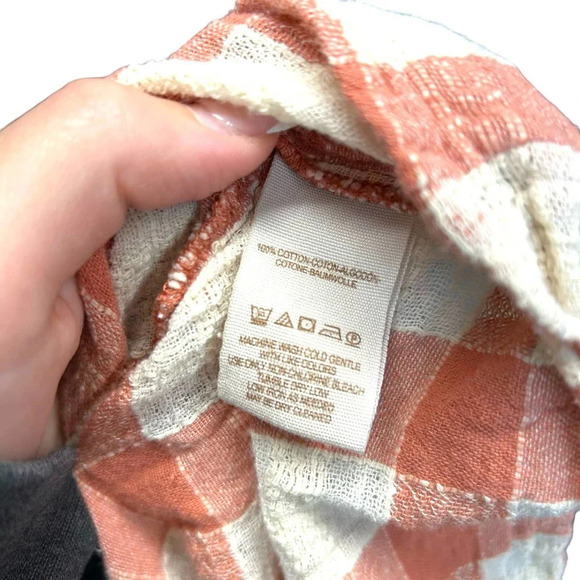 Free People Honey Grove Top Pink Cream Plaid Check Size XS - Picture 8 of 9